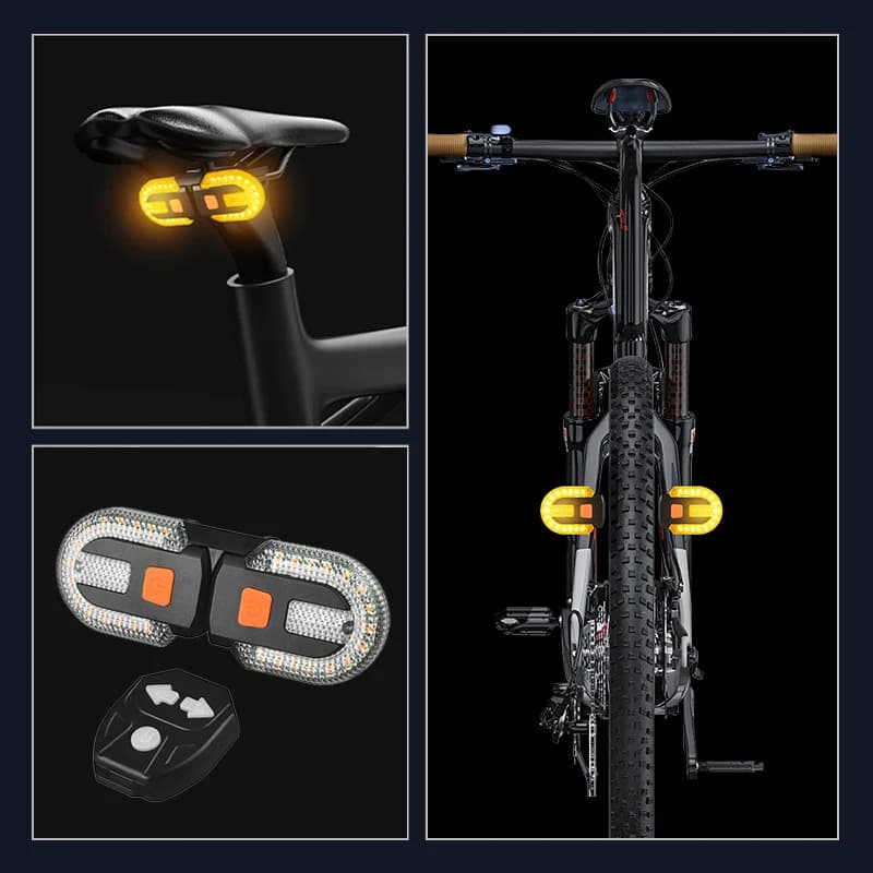 Clignotant de vélo feu arrière feux à distance LED Rechargeable USB lampe de vélo indicateurs sans f