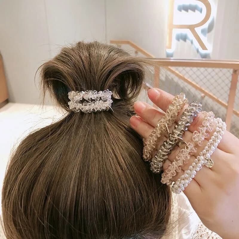 Chouchous élastiques en perles de cristal pour femmes, accessoires pour cheveux, porte-queue de chev