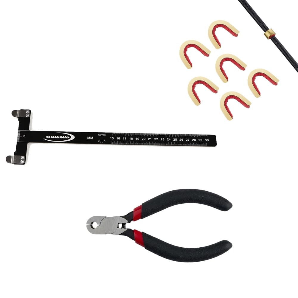 Jeu de pinces à boutons en cuivre, composé recourbé, positionnement de la corde d'arc, boucle/étrier