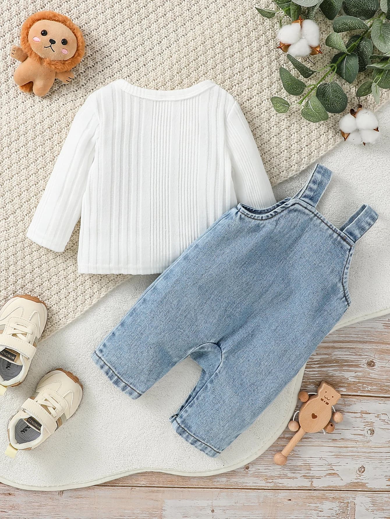 2 pièces bébé garçons/filles toutes saisons haut à manches longues + bretelles pantalon costume vête