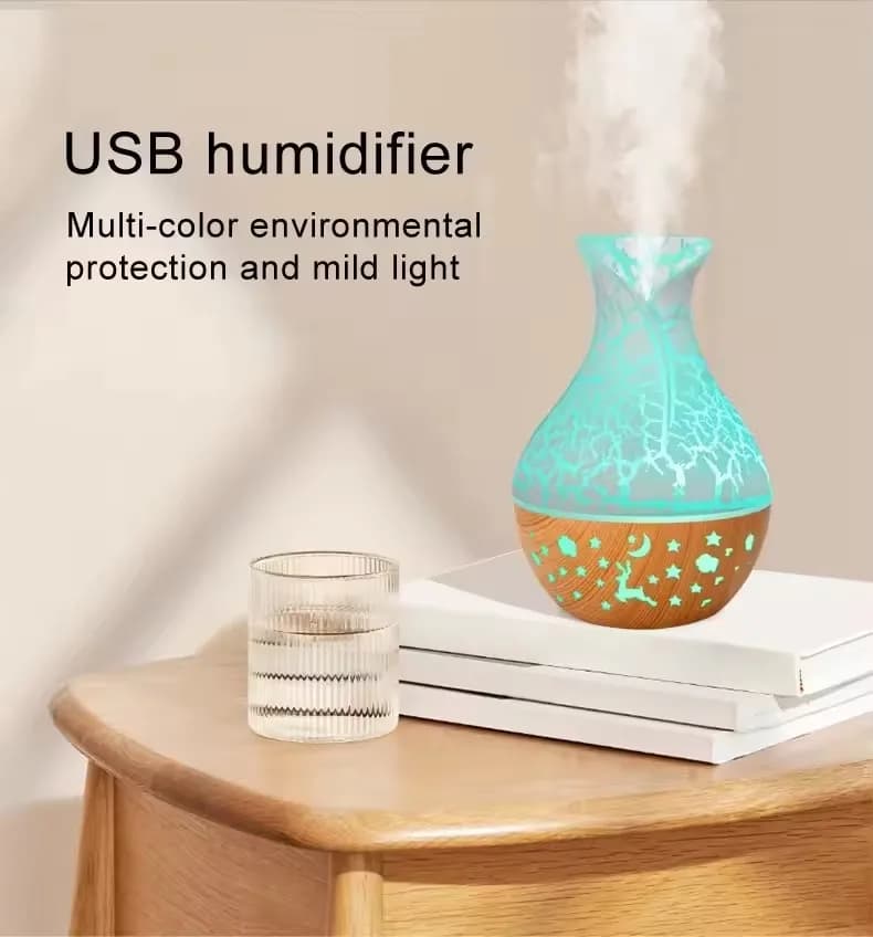 Humidificateur d'air à effet craquelé 7 couleurs, mécanique, domestique, à buse unique, diffuseur d'