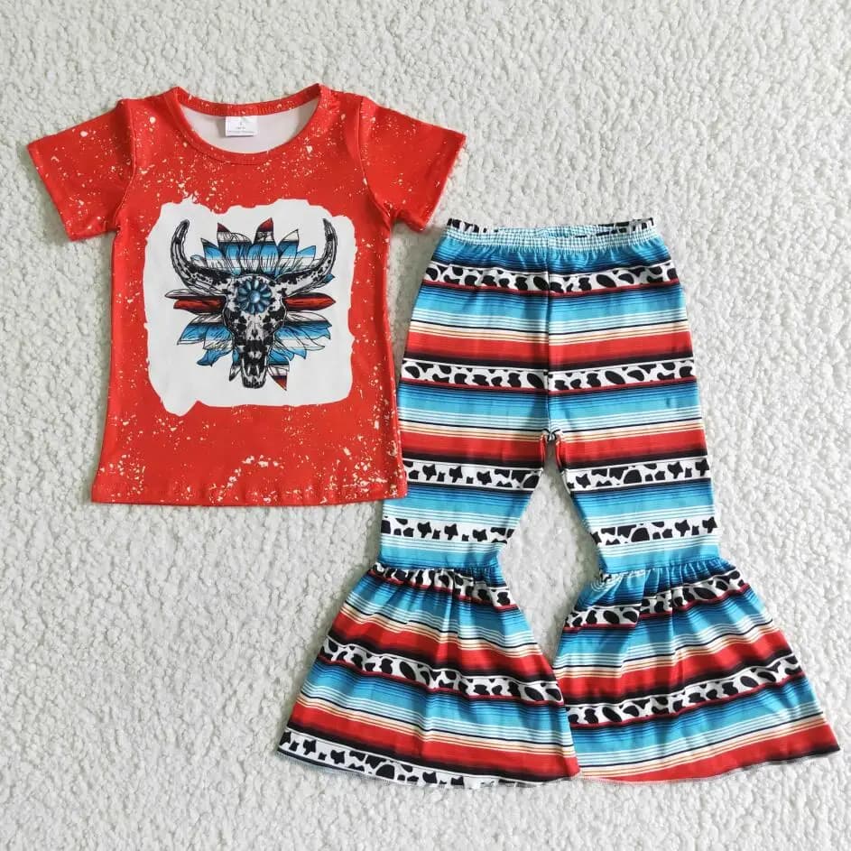 Vêtements pour bébés filles, chemise à manches courtes, motif léopard cloche, pantalon astronomique,