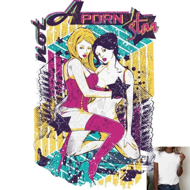 Motif vintage sexy pour filles, transfert thermique à l'encre blanche, tendance et élégant, adapté a