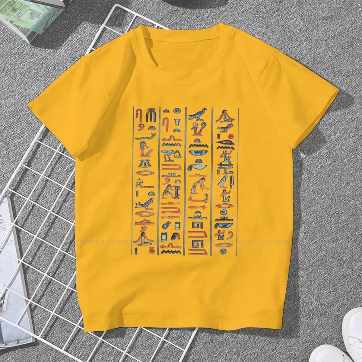 T-shirt fille de Culture égyptienne ancienne, hieroglyphe, couleurs originales sur noir, classique f