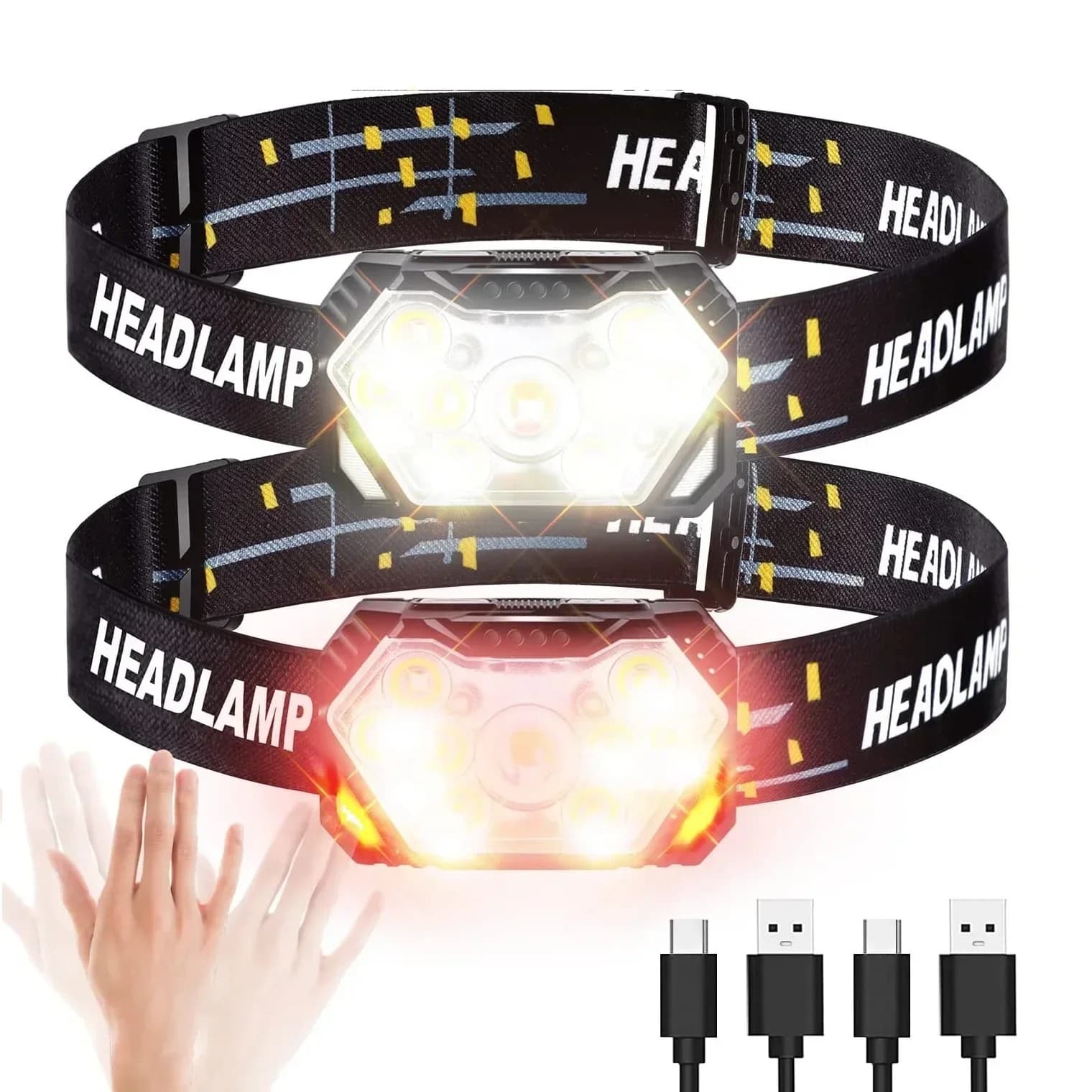 9 LED lampe frontale forte USB rechargeable capteur de mouvement phare Portable pêche Camping lampe 