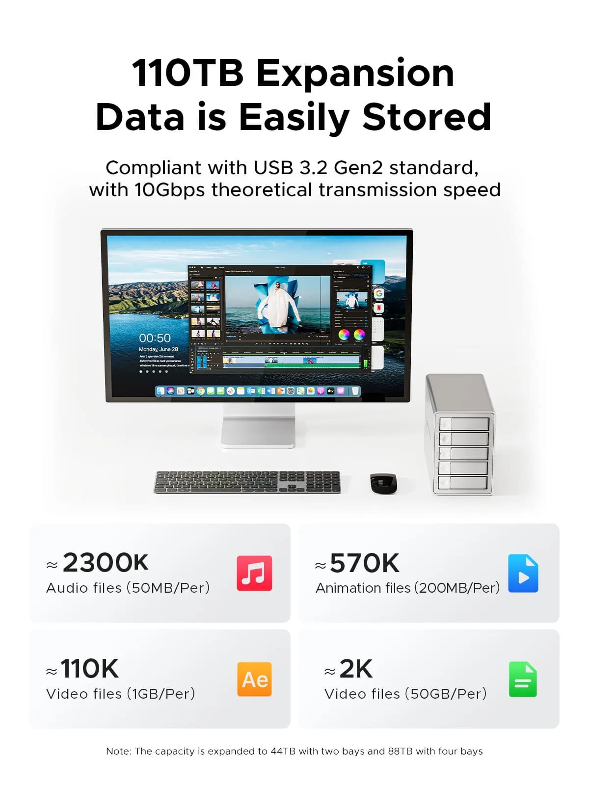 ORICO-Daisy Chain type-c 10Gbps HDD Station d'accueil prise en charge de la puissance RAID 150W pour