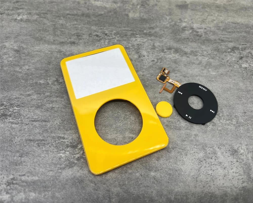Plaque frontale jaune pour urgent, boîtier arrière doré, lunette à bouton central jaune, roue à clic