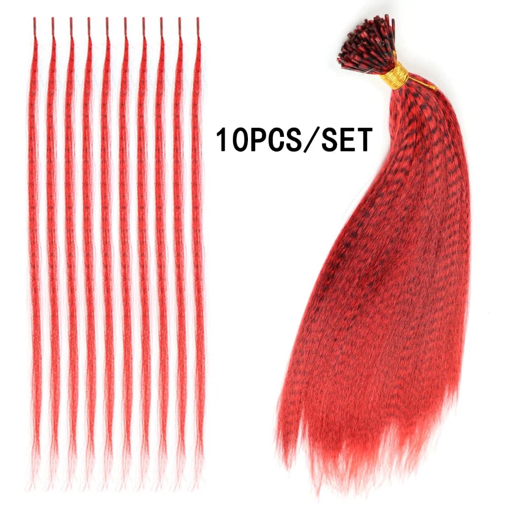 LISI GIRL Extensions de cheveux synthétiques en plumes colorées 16 pouces 10 pièces/pack bleu violet