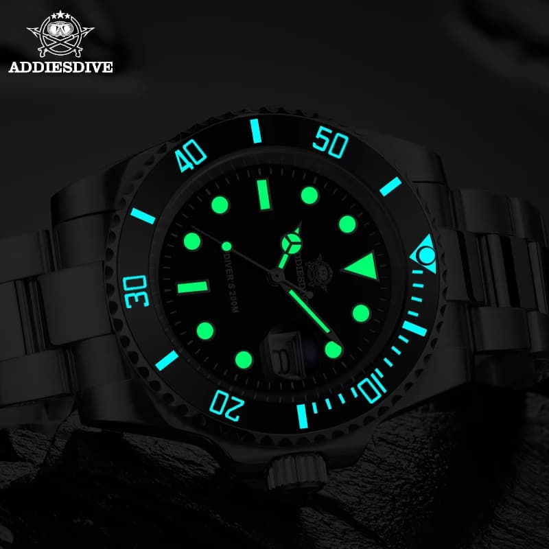 ADDIESDIVE montre classique pour hommes avec lunette en céramique 200 m montre à quartz décontractée