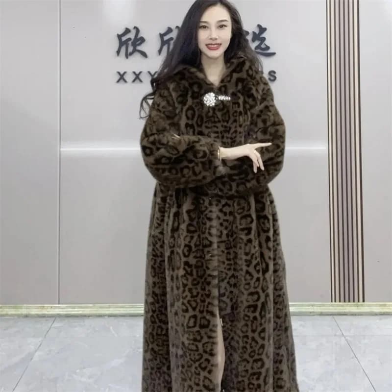 Veste en velours de vison imité pour femme, imprimé léopard, manteau paresseux et mn arc-en-ciel, à 