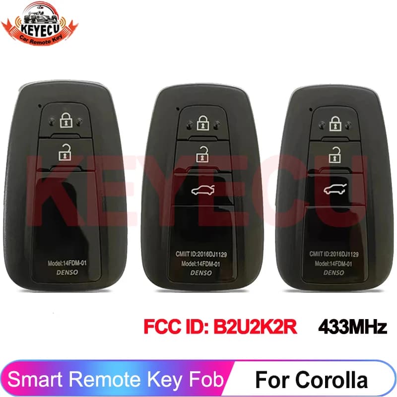 EllYECU-Clé à puce intelligente pour Toyota CorTrust2019, B2U2K2R, 3 boutons, 2020, 2021, 2022, 433M