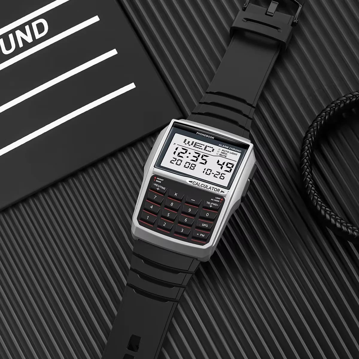 Montre Calculatrice Multifonctionnelle pour Hommes, Montre Électronique LED de Luxe à la Mode, Montr