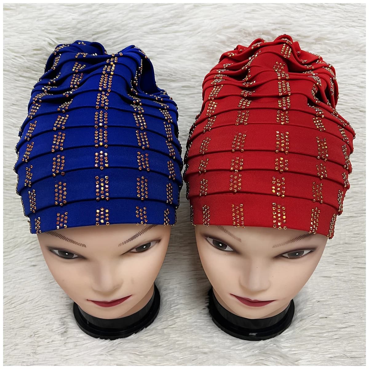 6/12 pièces en gros mode femme musulmane Turban chapeau Bonnet velours chaud strass solide indien Bo