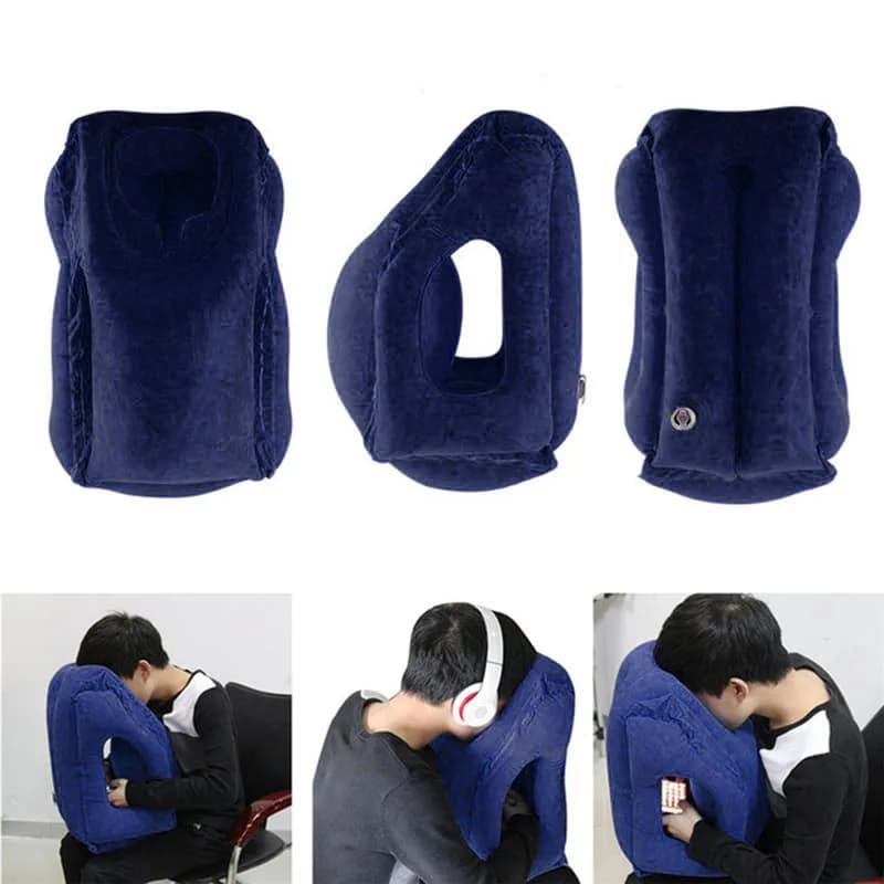 Coussin d'air gonflable floqué, oreiller de voyage, appui-tête, coussins de soutien du menton pour a