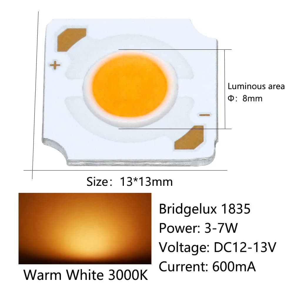 5 pièces LED COB Bridgelux cristal 1835 puce matrice lampe perles 3-7W 12V 600mA blanc chaud froid p