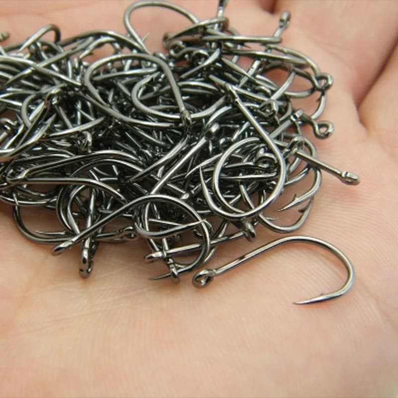 100 pièces/boîte # 3 ~ 12 hameçons de pêche en acier à haute teneur en carbone avec trou hameçons de