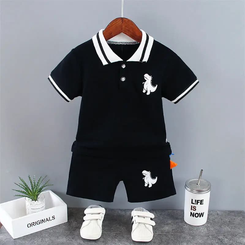 Été bébé garçon vêtements décontractés dessin animé dinosaure T-Shirt pantalon court 2 pièces/ensemb