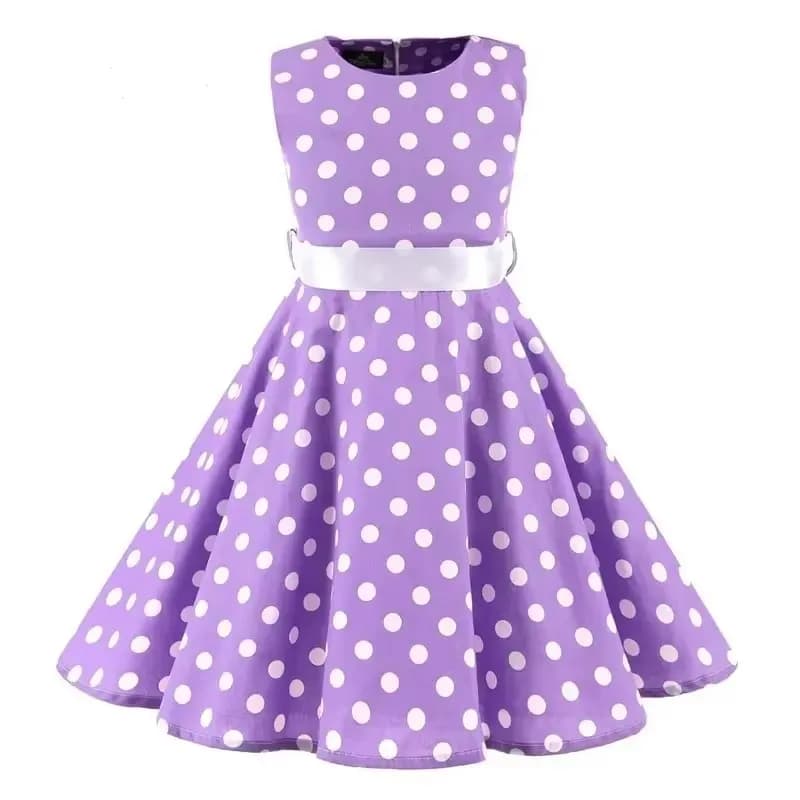 Robe d'été mi-longue en coton pour enfants, Vintage, à pois, motif Floral, pour bébé fille