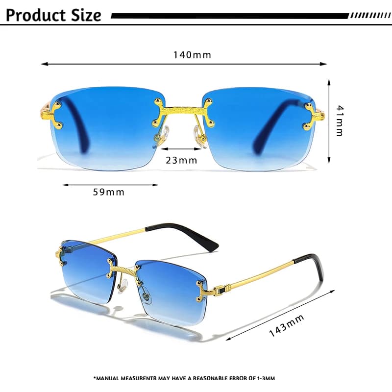 CATERSIDE-Lunettes de soleil carrées sans monture pour hommes et femmes, rétro, UV400, petit nickel 