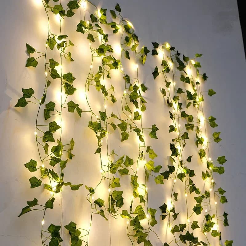 Guirxiété lumineuse verte pour sapin de Noël, fleur, cuir chevelu, vigne artificielle, lumières dégr
