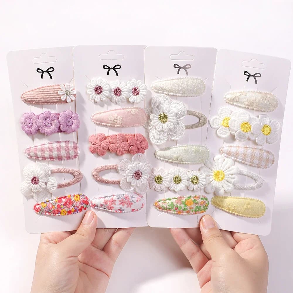 Nouveau 5 pièces BB Clips ensemble pour enfants cheveux accessoires doux imprimé Hairbangs pince à c