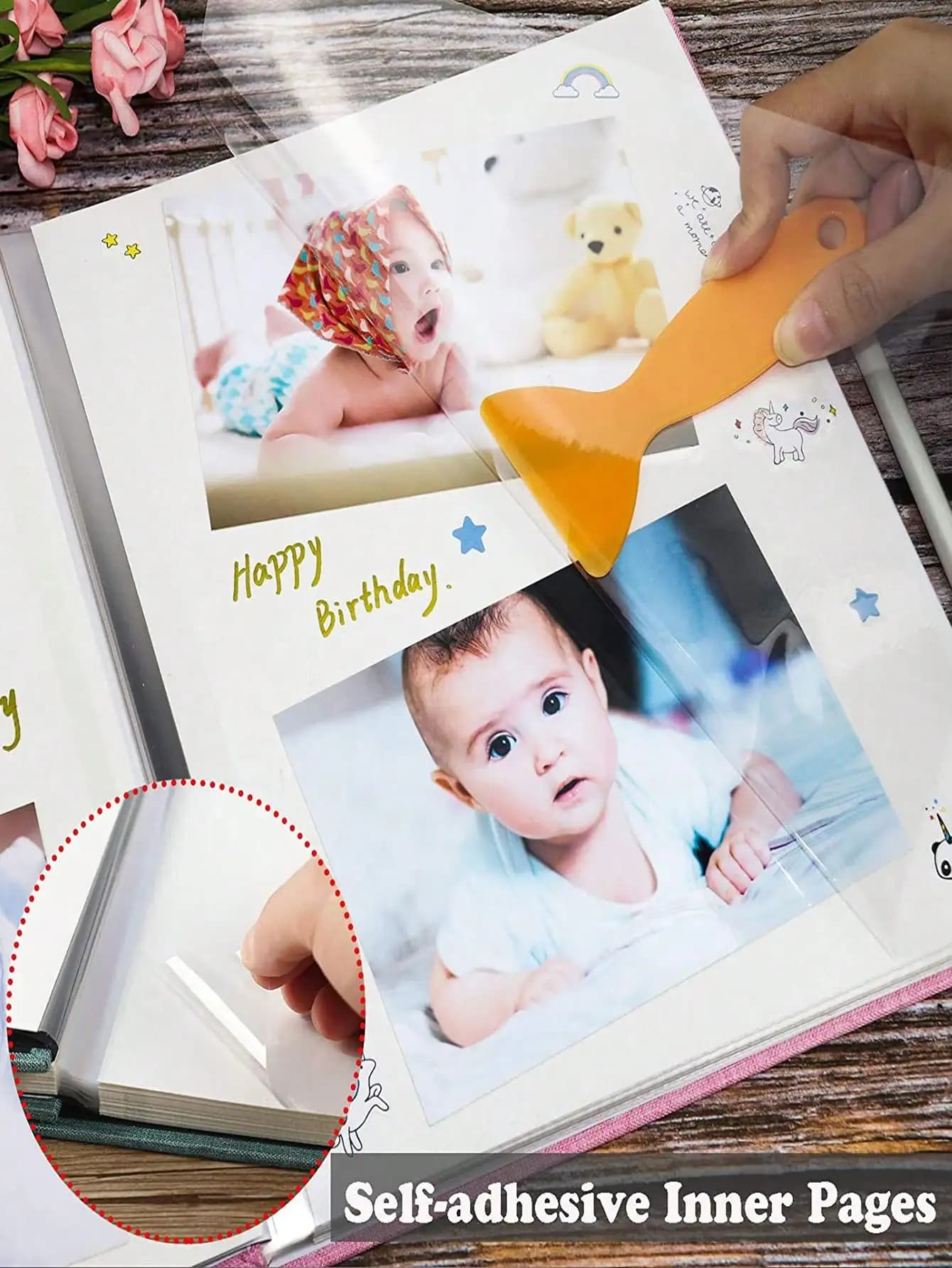 Album photo pour bébé, livre de mémoire auto-adhésif, ensemble de livres à clips 4x6 avec impression