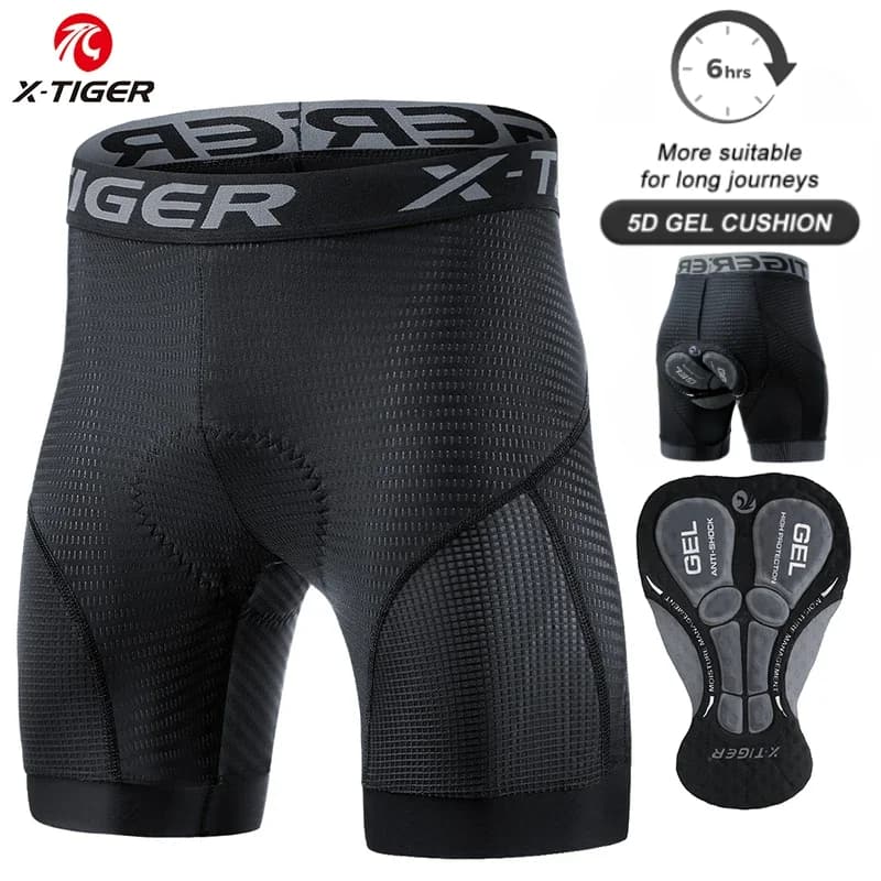 X-TIGER sous-vêtements de cyclisme 5D Gel Pad respirant antidérapant hommes vélo Shorts antichoc vél