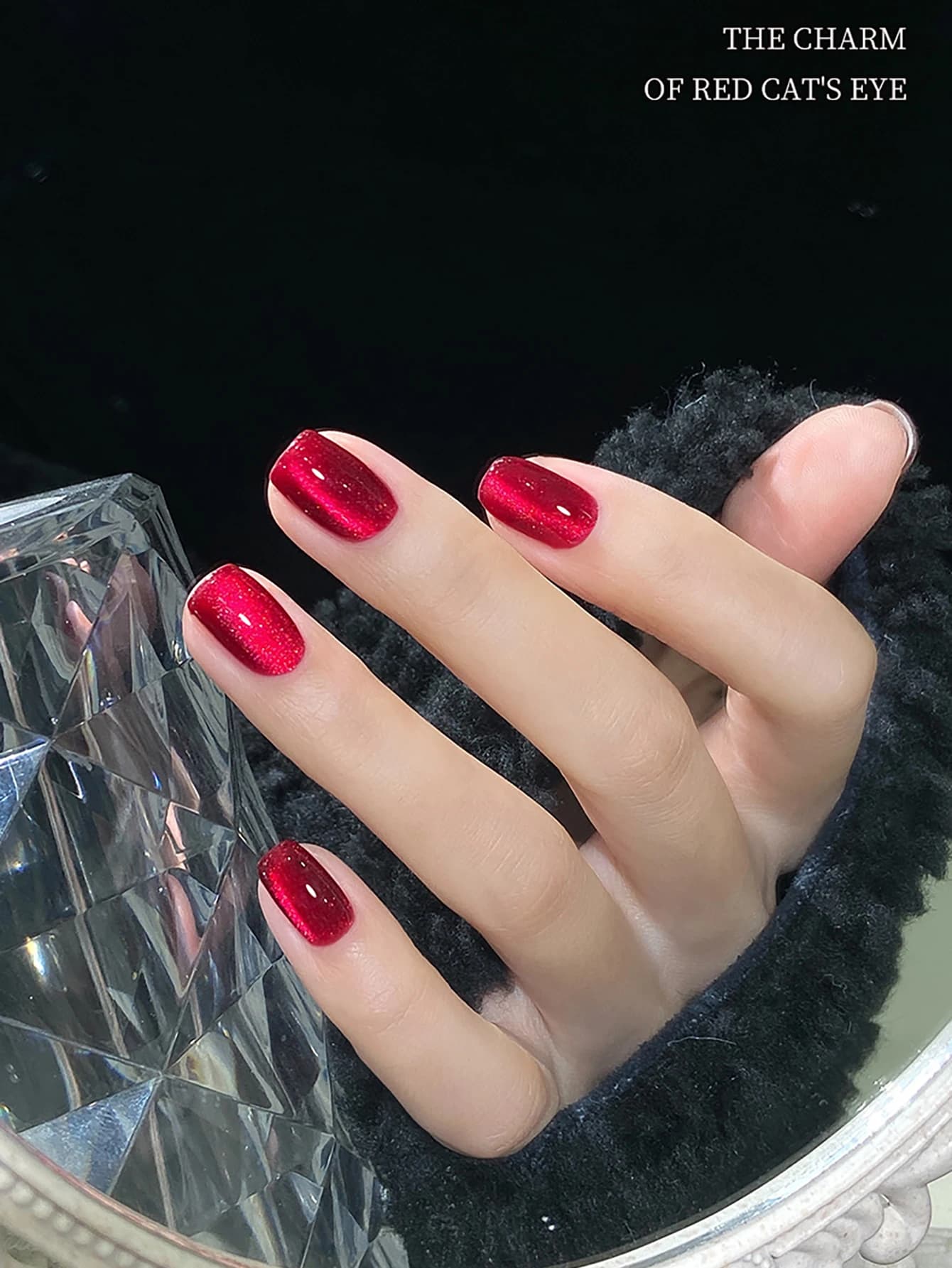 Vernis à ongles Gel œil de chat rouge rubis, vin rouge cerise Dopamine paillettes, tremper LED/UV, m