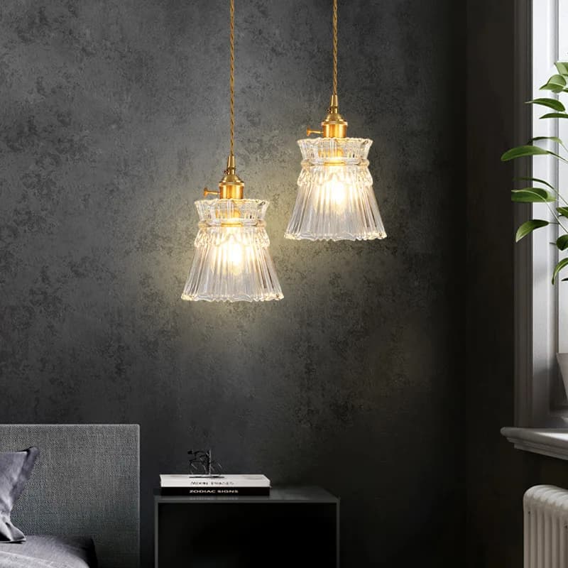 Vintage Noridc ondulations verre suspension lampe chambre salle à manger cuisine rétro pendentif lum