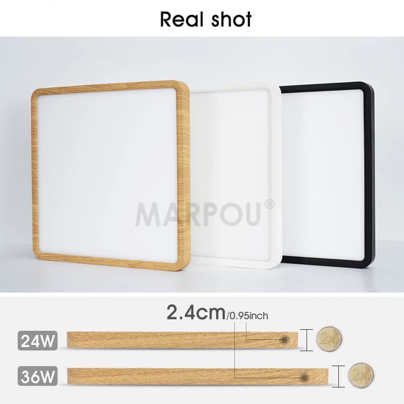 MARPOU 2.4 cm Ultra mince LED plafonnier carré Grain de bois plafonniers pour salon 220 V 110 V LED 