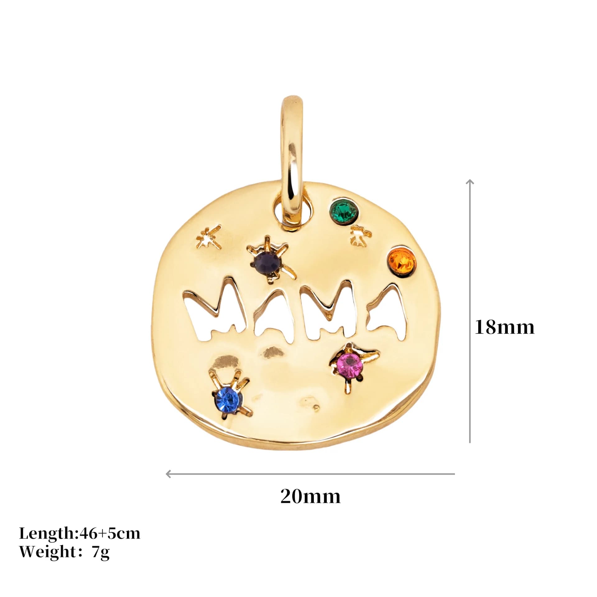 Collier pendentif MAMA pour maman grand-mère, pendentif tarot d'ange gardien rond irrégulier en acie