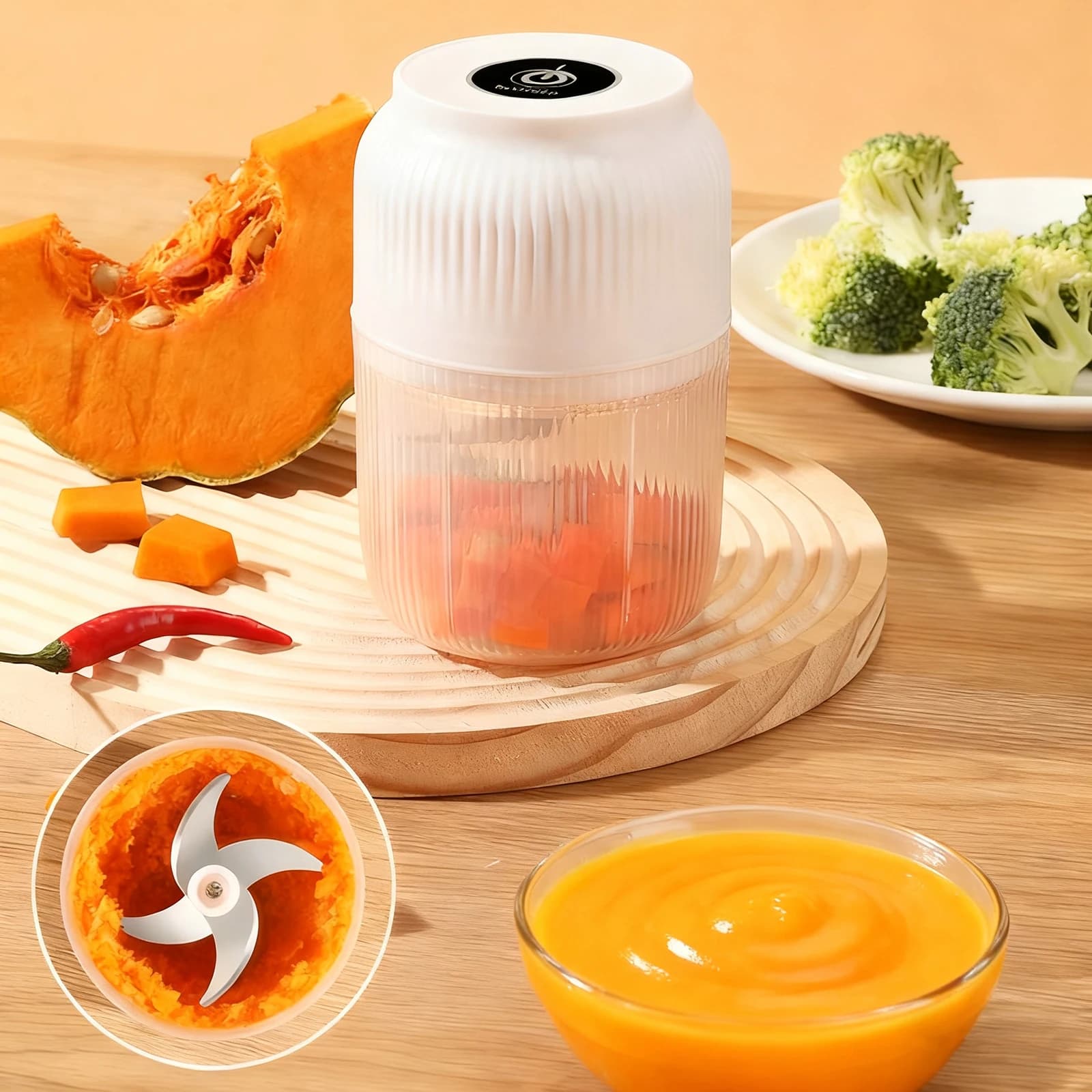 Mini hachoir électrique 320 ml USB pour ail, piment, gingembre, légumes, aliments pour bébés – Outil
