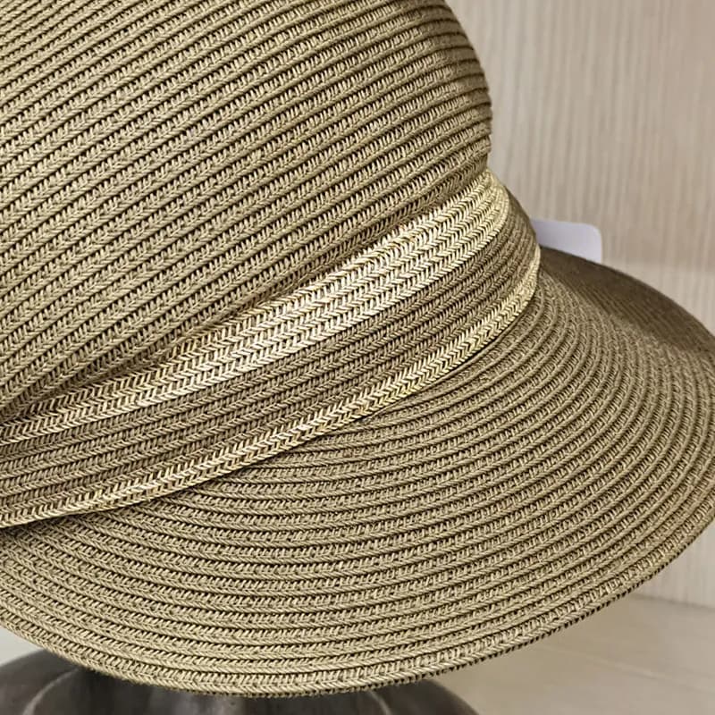 Casquette de paille de protection UV pour femme, chapeau de soleil, visière à bord, chapeau de gavro