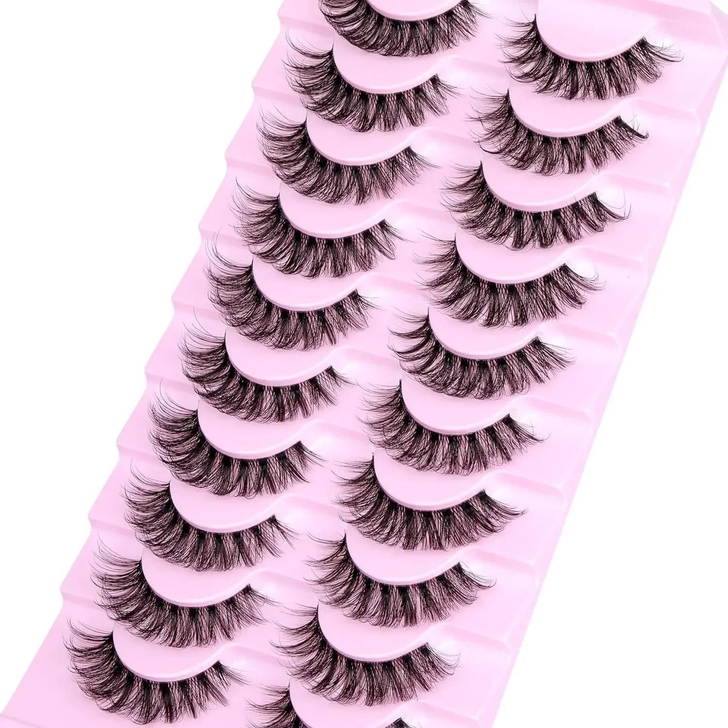 10 paires de cils naturels cils moelleux D Curl cils 3D Volume vaporeux faux cils bandes bande clair