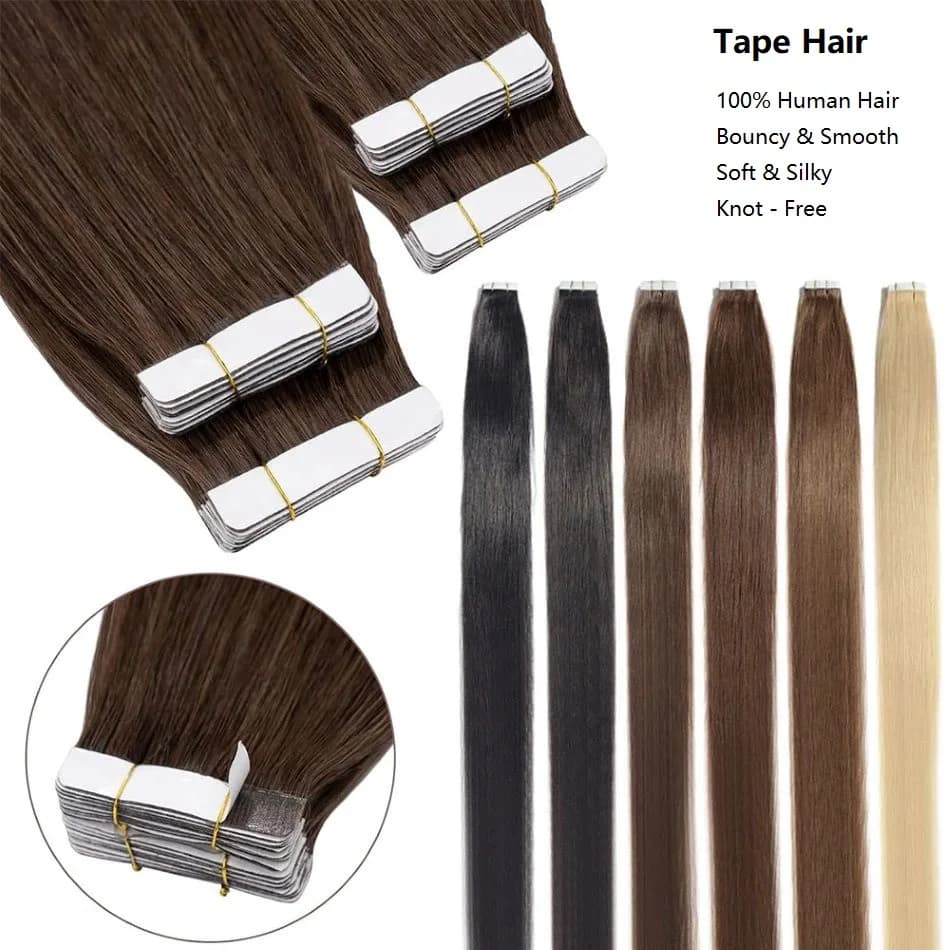 Tape in Hair Extensions Natural Human Hair Brazilian Origina Hair 100% Real Human Hair Extensions 20