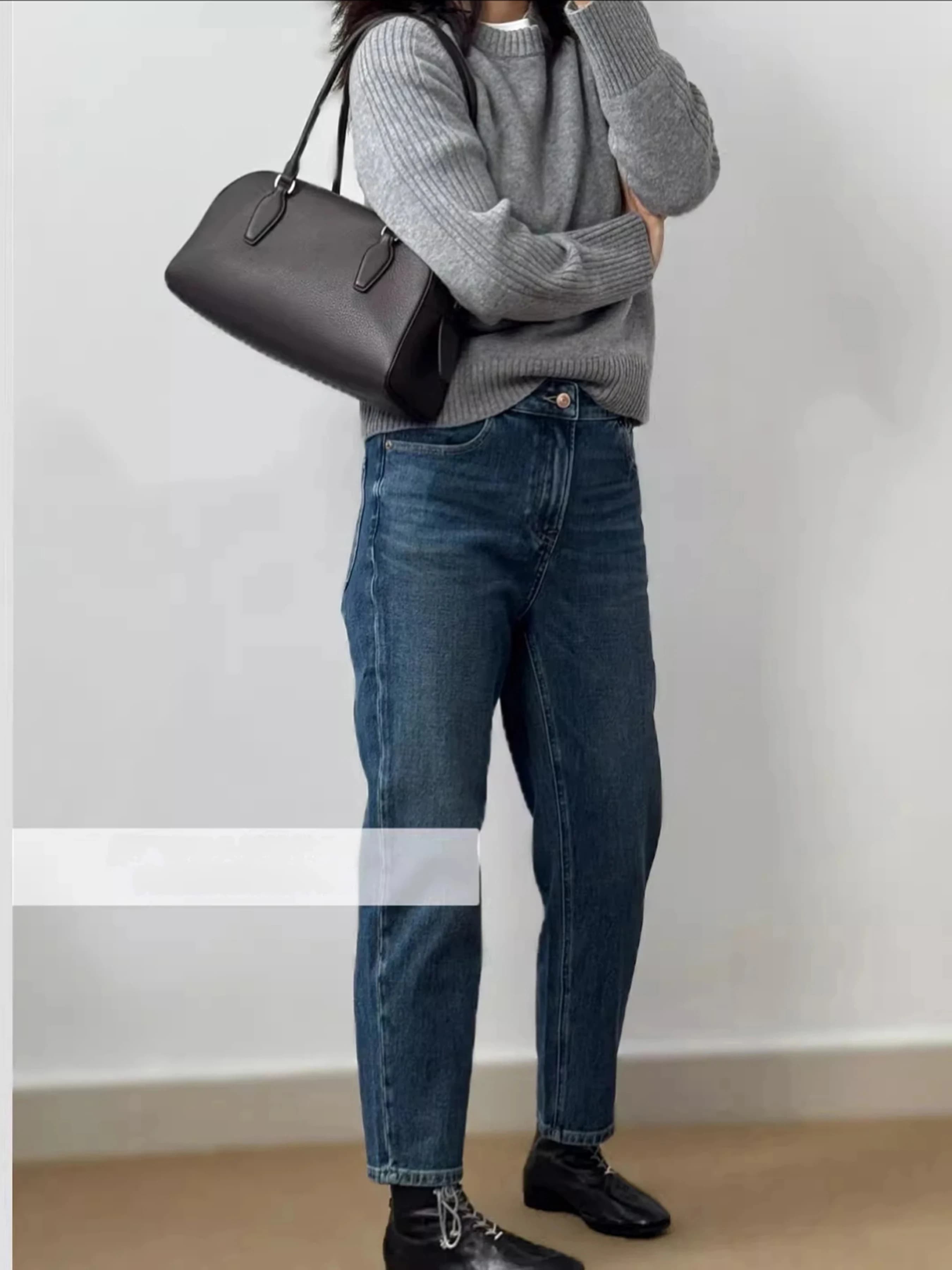 Sac de style français au design de niche, sac bowling Boston en cuir de vachette première couche, sa