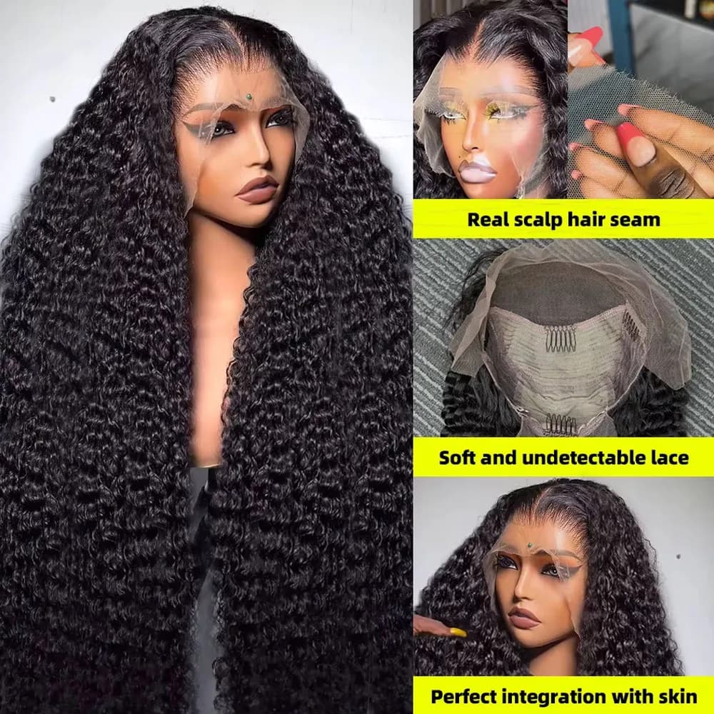 13x6 cheveux humains vierges brésiliens Jerry crépus boucles 250% densité vrais cheveux humains HD13