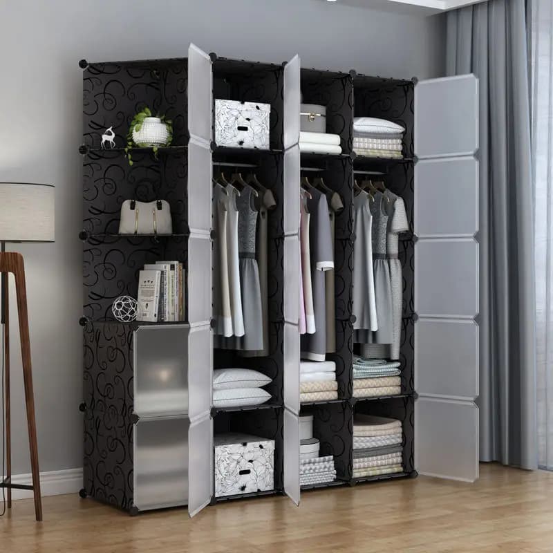 Meuble de maison multifonction en plastique, armoire de chambre à coucher, rangement pliable, armoir