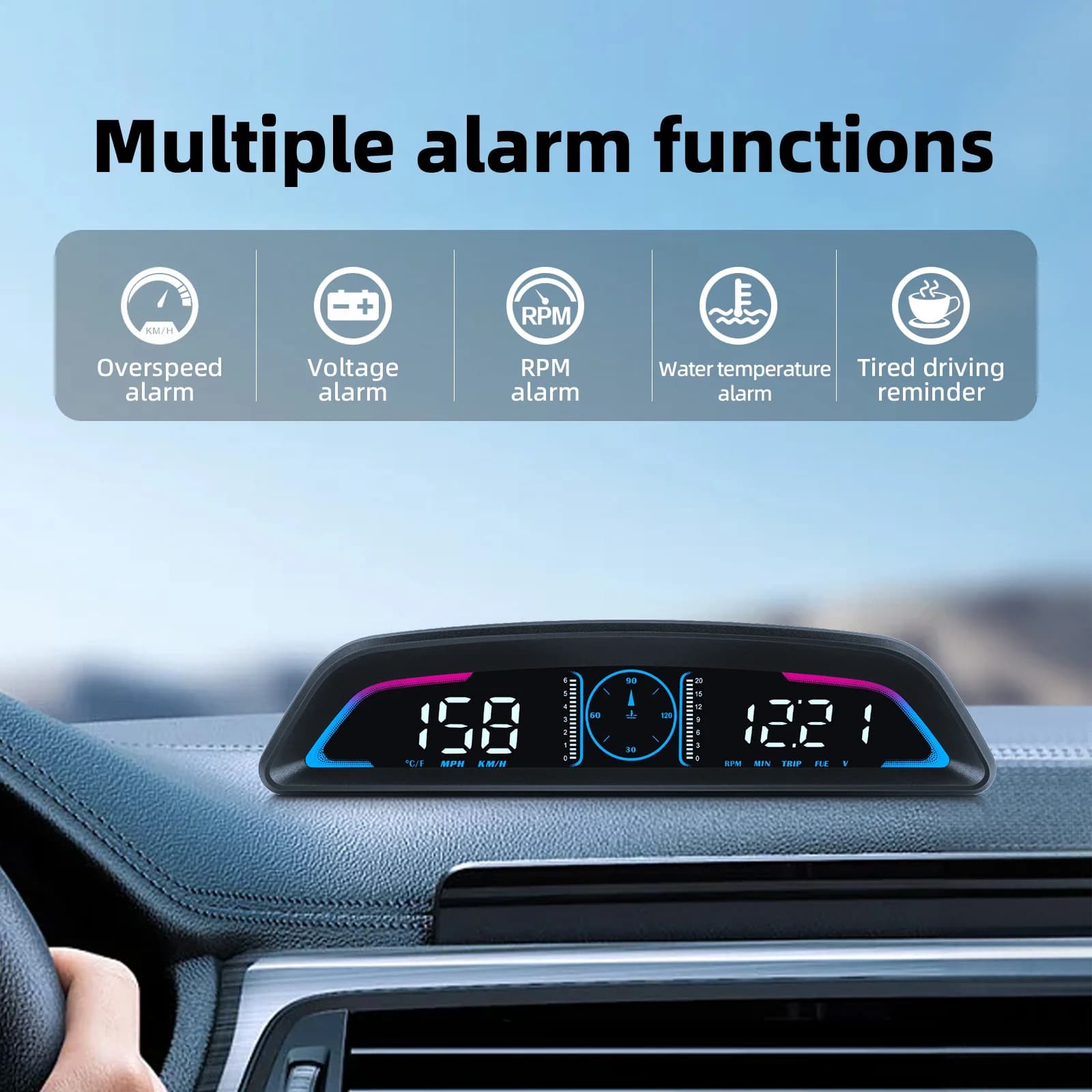 B3 affichage tête haute OBD2 GPS numérique HUD jauge de voiture compteur de vitesse tachymètre tempé