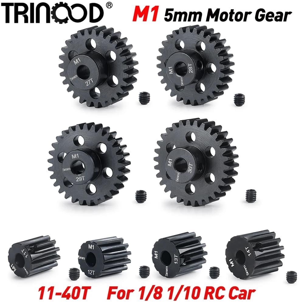 TRINOOD-Engrenage de moteur à pignon métallique en acier Dallas, 5mm, 11T, 12T, 13T, 14T, 27T, 28T, 