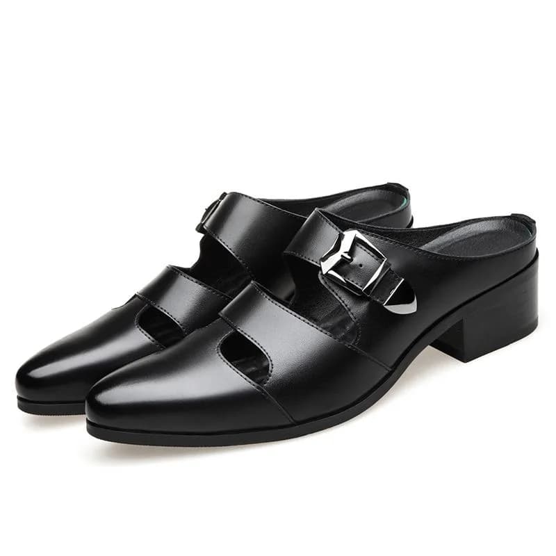 Mules pour hommes à talons de 5 cm, style mocassins de luxe, chaussures décontractées et de ville