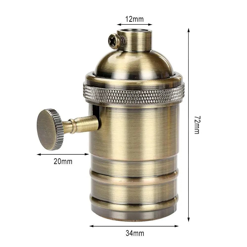 Douille de lampe rétro en cuivre avec interrupteur E26 E27 Edison, douille à vis d'éclairage Vintage