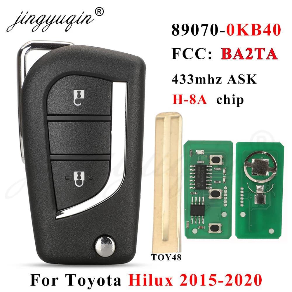 Clé à distance rabattable jingyuqin 89070-0KB40 BA2TA 2BTN 433MHz avec puce H-8A pour Toyota Hilux Y