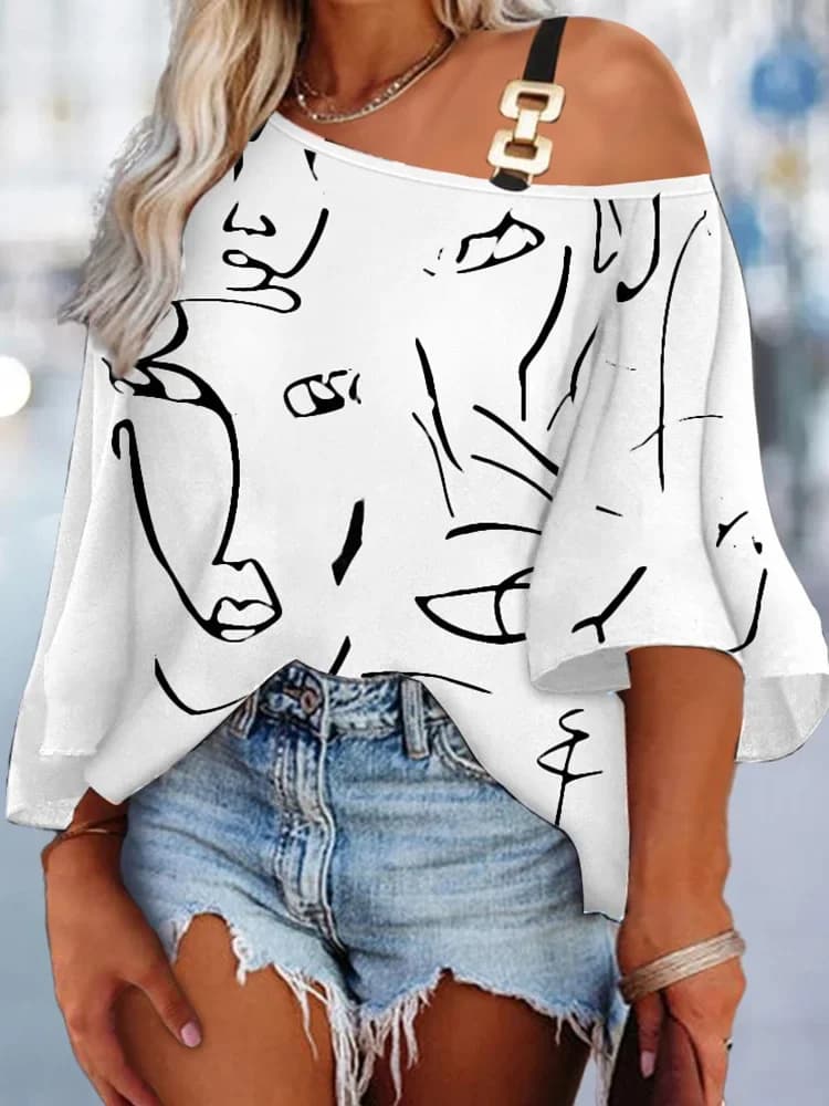 2025 licou évider impression sweats femmes été vêtements de détente mode manches courtes chauve-sour
