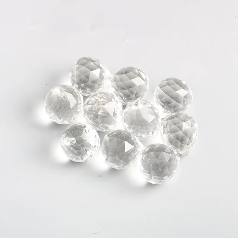 Boule de cristal à facettes transparentes, attrape-soleil en verre, prismes, lampe suspendue, pièces