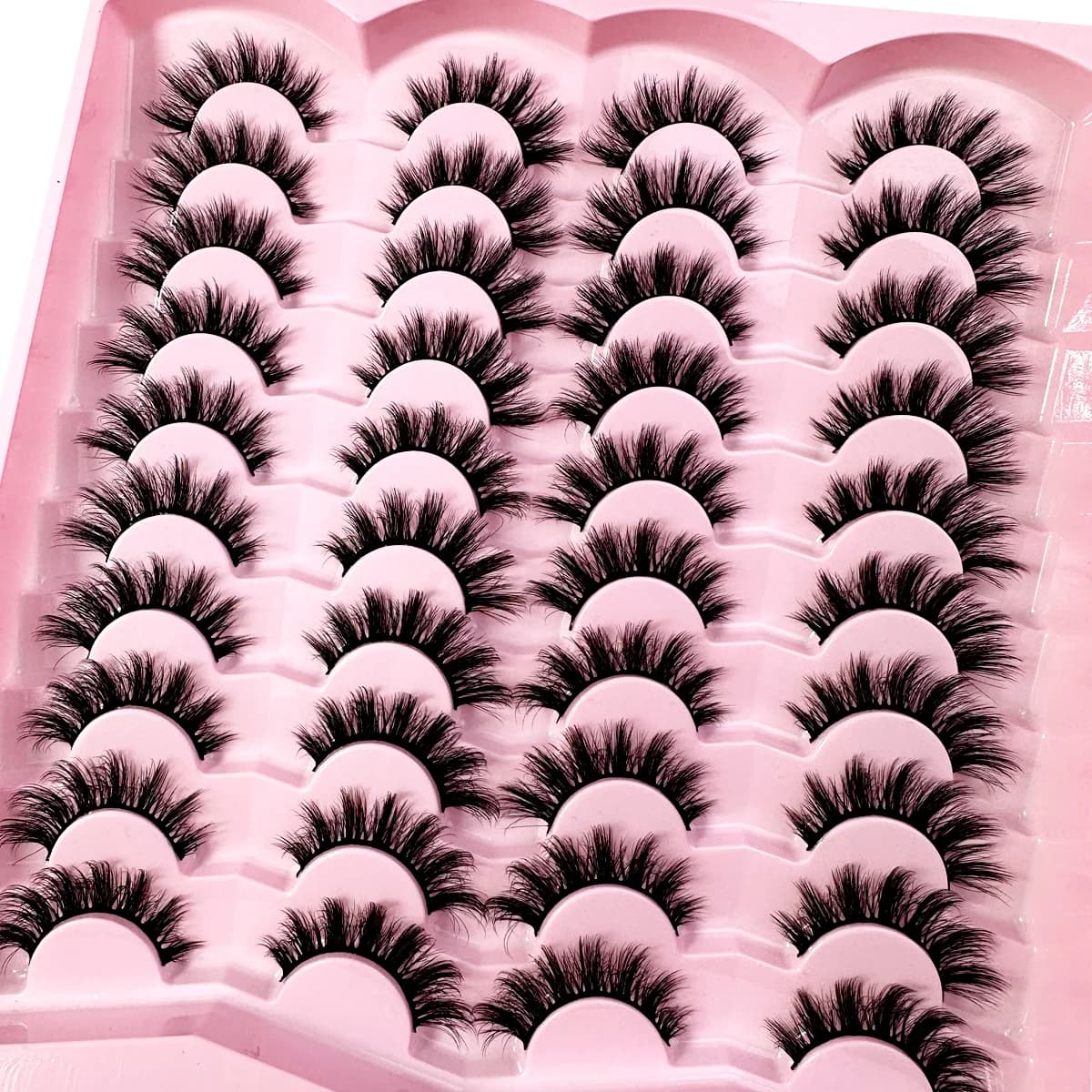 20 paires 5D cils moelleux D Curl cils épais oeil de chat cils doux vaporeux 8D Volume faux cils Ext