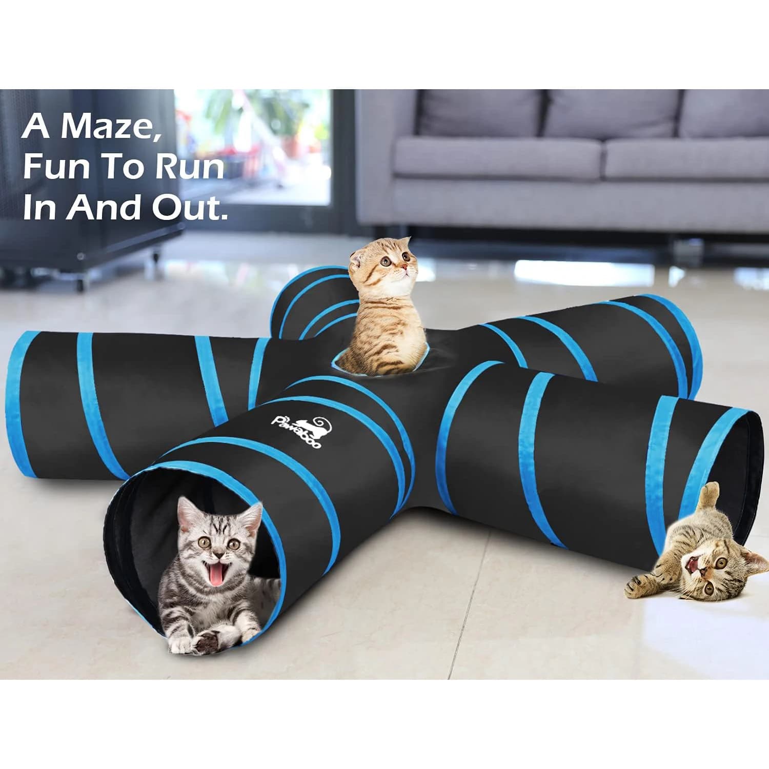 Pawaboo – jouets pour chats, Tube Tunnel pour chat, tente de jeu extensible et pliable, jouet intera