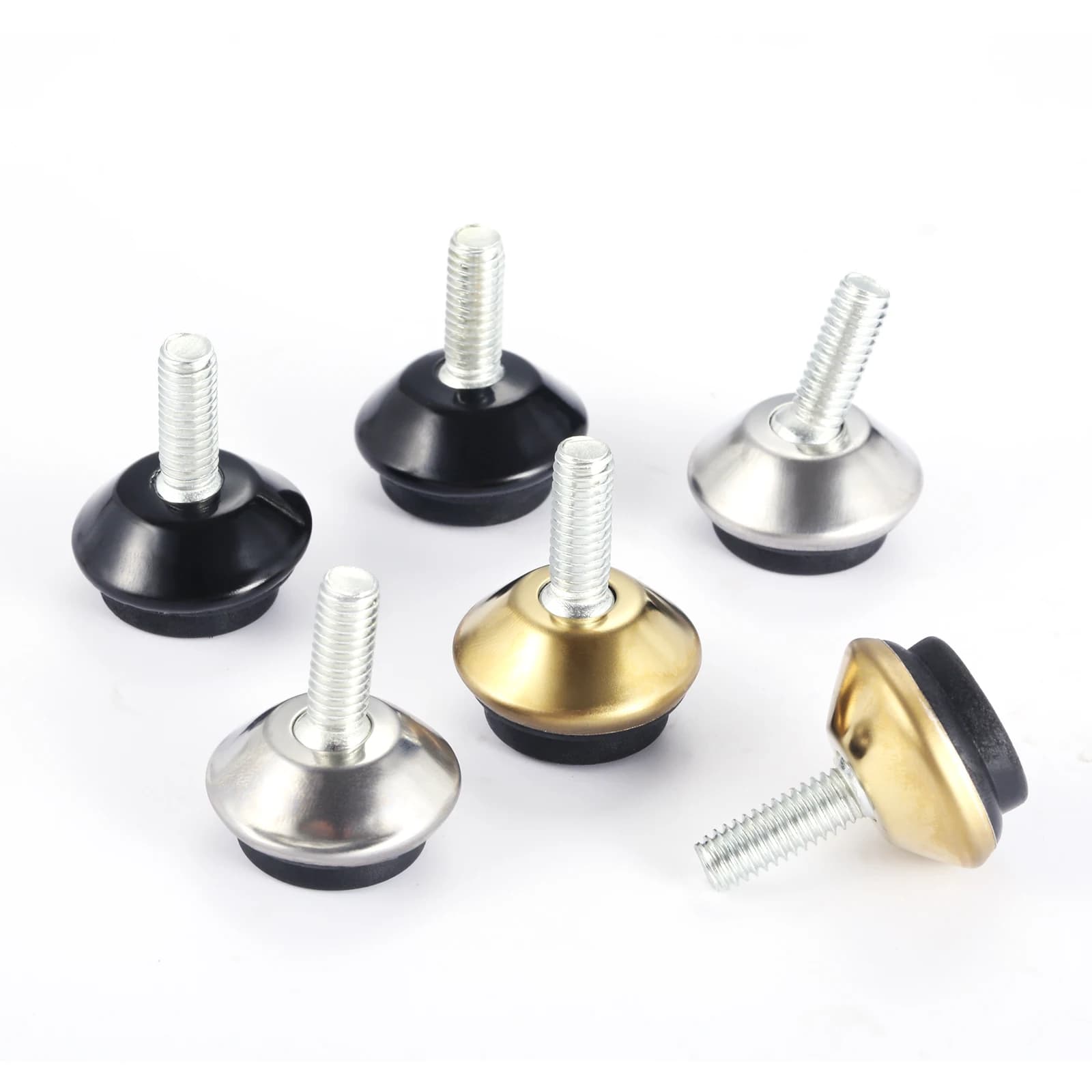 Pied de meuble réglable en métal M6 x 15mm, 4 pièces, vis filetée, noir/argent/or, Base de Machine p