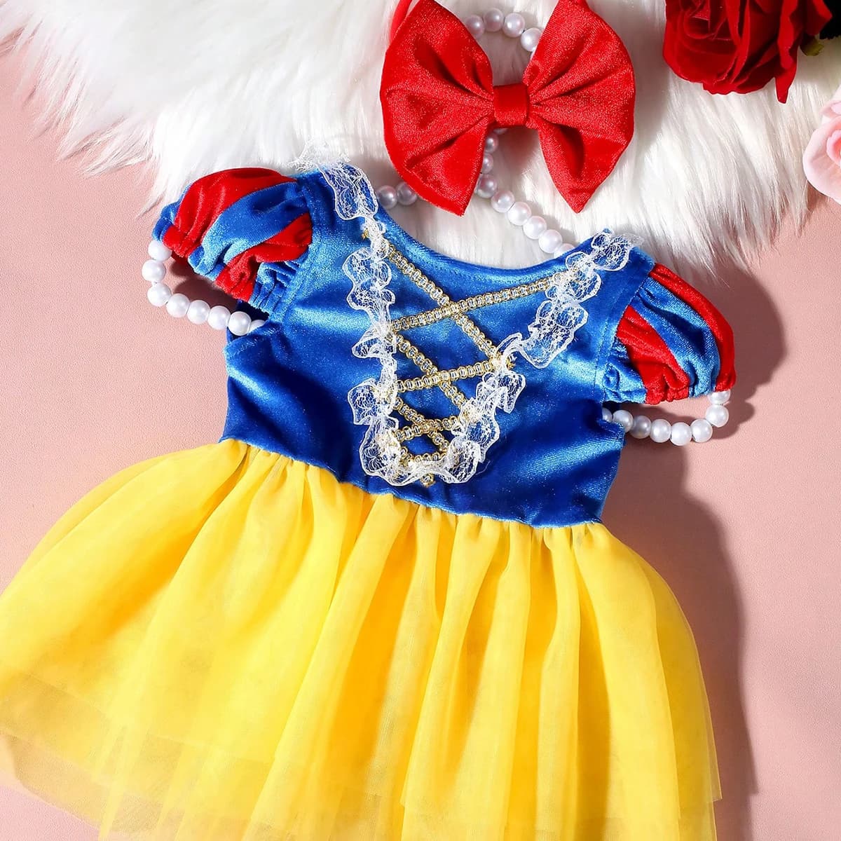 Robe de princesse en Tulle avec nœud papillon pour nouveau-né, avec bandeau à nœud, tenues de séance