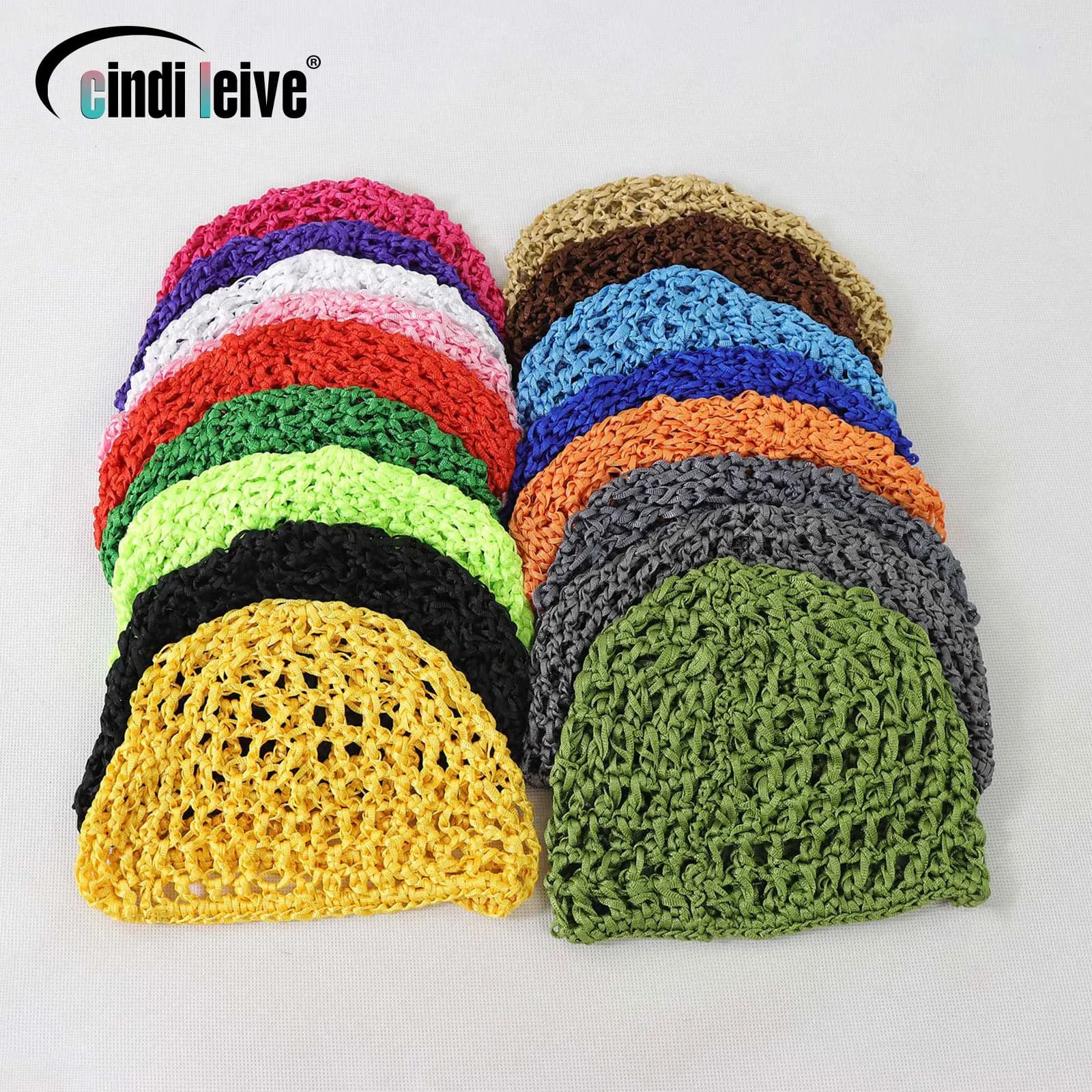 Filets à cheveux en maille colorée pour dormir, bonnet de couchage au Crochet, couvre-chef Long et b